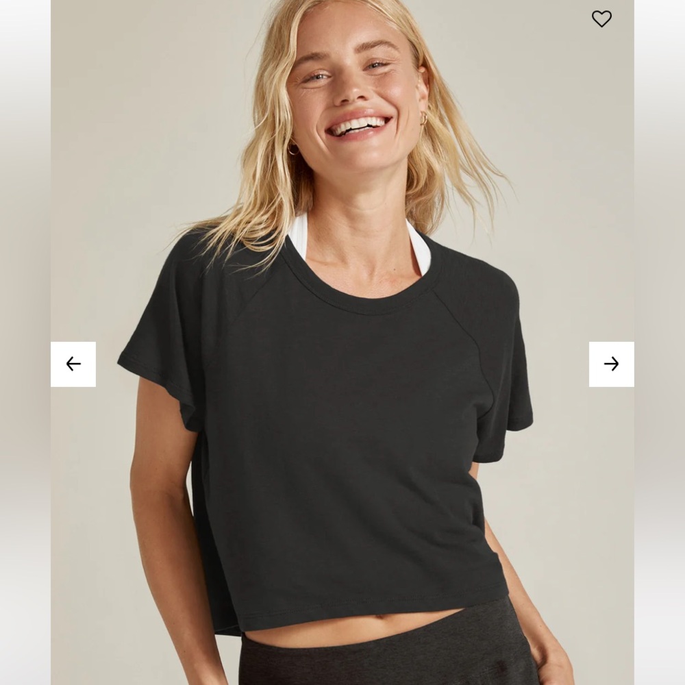 beyond yoga high low cropped tee